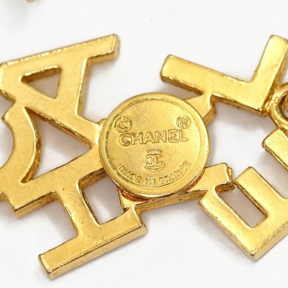 CHANEL CC Logos Link Necklace 16" Gold Tone Auth w/Box w1144-1 - Picture 6 of 7